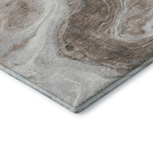 HomeRoots 5' X 8' Abstract Taupe Brown & Ivory Area Rug – Washable, UV Protected, Durable for Busy Homes 697778
