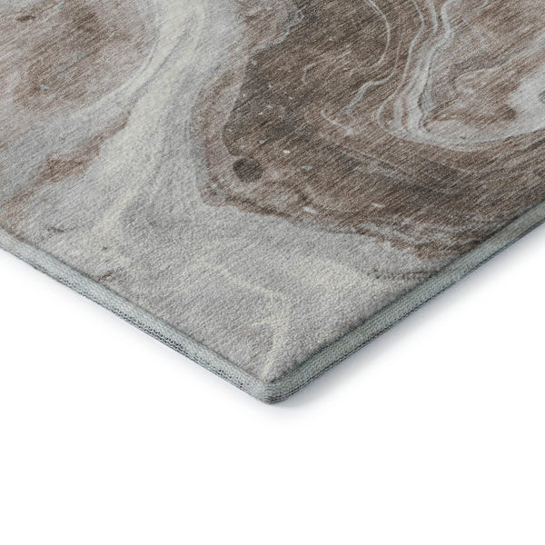 HomeRoots 5' X 8' Abstract Taupe Brown & Ivory Area Rug – Washable, UV Protected, Durable for Busy Homes 697778