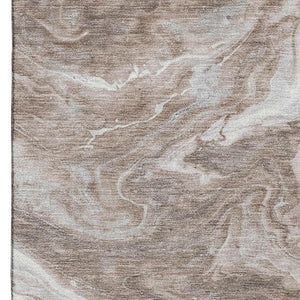 HomeRoots 5' X 8' Abstract Taupe Brown & Ivory Area Rug – Washable, UV Protected, Durable for Busy Homes 697778