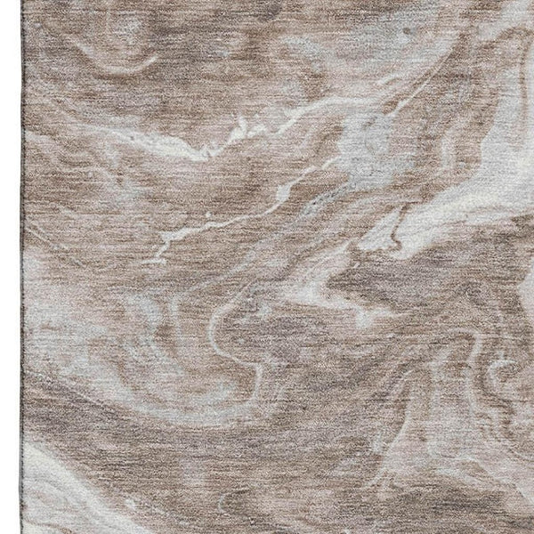 HomeRoots 5' X 8' Abstract Taupe Brown & Ivory Area Rug – Washable, UV Protected, Durable for Busy Homes 697778