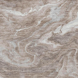 HomeRoots 9' X 12' Abstract Taupe Brown & Ivory Washable Area Rug - Durable, UV-Protected & Pet-Friendly Design 697781