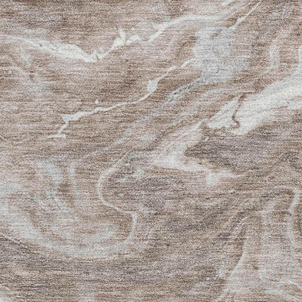 HomeRoots 9' X 12' Abstract Taupe Brown & Ivory Washable Area Rug - Durable, UV-Protected & Pet-Friendly Design 697781