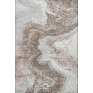 HomeRoots 9' X 12' Abstract Taupe Brown & Ivory Washable Area Rug - Durable, UV-Protected & Pet-Friendly Design 697781
