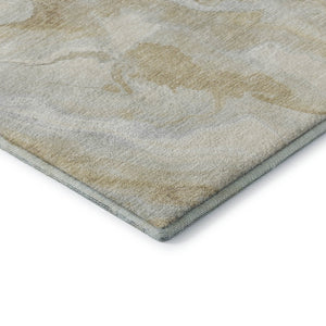 HomeRoots 8' Washable Round Rug in Beige and Ivory Abstract Design – Durable, UV-Protected for High-Traffic Areas 697785