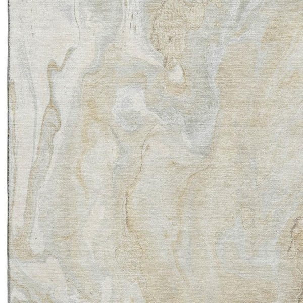 HomeRoots 8' X 10' Abstract Washable Area Rug in Beige & Ivory – Durable, UV-Protected, Pet-Friendly Design! 697786