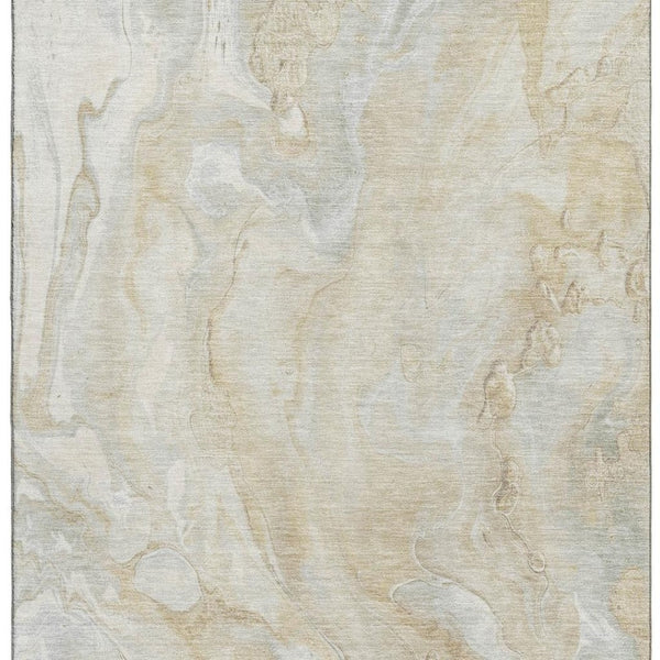 HomeRoots 10' X 14' Washable Area Rug in Beige Tan & Ivory - UV Protected, Durable Design for Busy Homes 697788