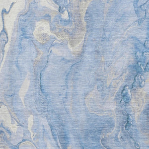 HomeRoots 5' X 8' Washable Blue Gray & Silver Abstract Area Rug with UV Protection for Modern Interiors 697790