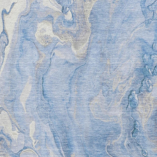 HomeRoots 5' X 8' Washable Blue Gray & Silver Abstract Area Rug with UV Protection for Modern Interiors 697790