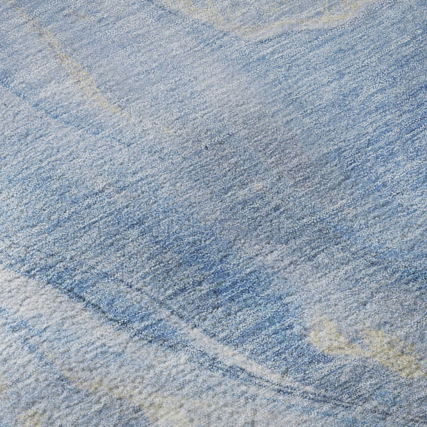 HomeRoots 8' Blue Gray & Silver Abstract Washable Round Rug - Durable, UV Protected, Stain Resistant Design! 697791