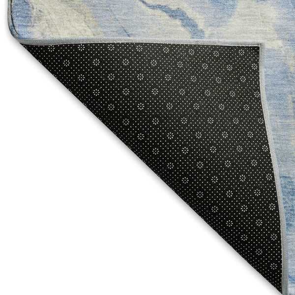 HomeRoots 8' X 10' Blue Gray and Silver Abstract Area Rug - Washable, UV Resistant, Perfect for High-Traffic Homes 697792