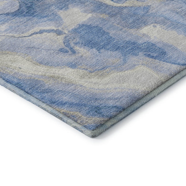 HomeRoots 8' X 10' Blue Gray and Silver Abstract Area Rug - Washable, UV Resistant, Perfect for High-Traffic Homes 697792