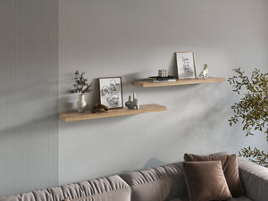 English Elm Shelves - Natural Oak Finish, 2-Tier Compact Storage Solution For Stylish Living Room Décor B097P395886-GIGA