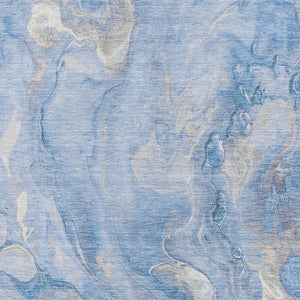 HomeRoots 9' X 12' Stylish Blue Gray Silver Area Rug - Washable, UV Protected, Stain-Resistant for High Traffic 697793