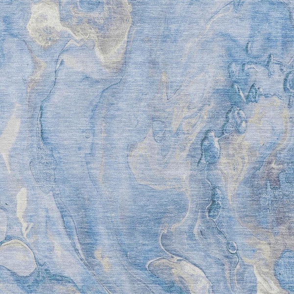 HomeRoots 9' X 12' Stylish Blue Gray Silver Area Rug - Washable, UV Protected, Stain-Resistant for High Traffic 697793