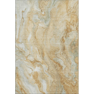 HomeRoots 9' X 12' Gold Ivory Gray Abstract Area Rug - Washable, Stain-Resistant, UV-Protected for Modern Homes 697799