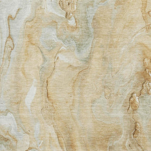 HomeRoots 9' X 12' Gold Ivory Gray Abstract Area Rug - Washable, Stain-Resistant, UV-Protected for Modern Homes 697799