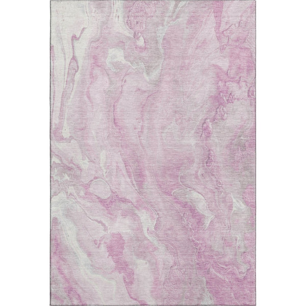 HomeRoots 5' X 8' Pink and Ivory Abstract Area Rug - Washable, UV-Protected, Durable for Busy Homes & Kids 697802