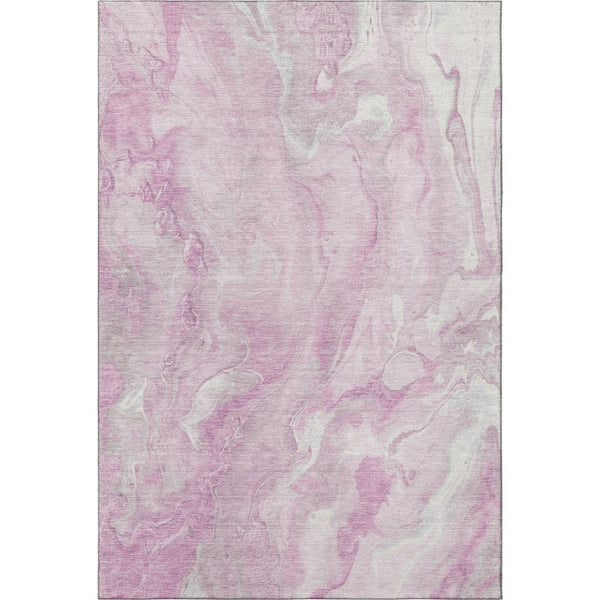 HomeRoots 5' X 8' Pink and Ivory Abstract Area Rug - Washable, UV-Protected, Durable for Busy Homes & Kids 697802