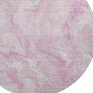 HomeRoots 8' Pink And Ivory Abstract Round Rug – Washable, UV Protected, Durable, Low-Maintenance Design for Homes 697803