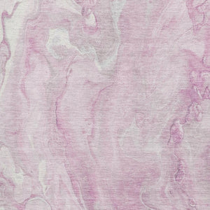 HomeRoots 9' X 12' Pink and Ivory Abstract Area Rug - Washable, UV Protected, Kid & Pet Friendly for Stylish Spaces 697805