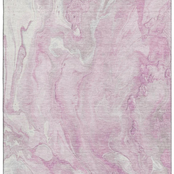 HomeRoots 10' Pink and Ivory Abstract Washable Area Rug – UV Protected, Stain-Resistant, Modern Design 697806