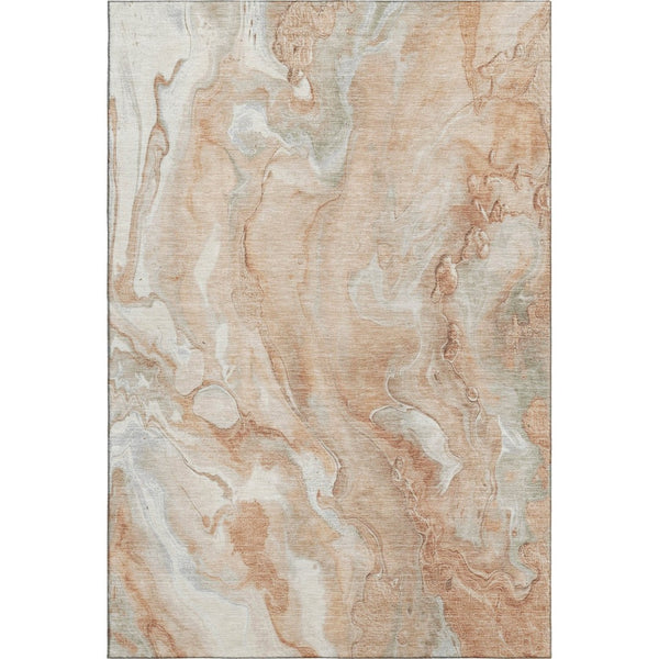 HomeRoots 9' X 12' Salmon Gray and Ivory Abstract Area Rug - Washable, Stain-Resistant, UV Protected Style for Homes 697811