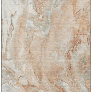 HomeRoots 9' X 12' Salmon Gray and Ivory Abstract Area Rug - Washable, Stain-Resistant, UV Protected Style for Homes 697811