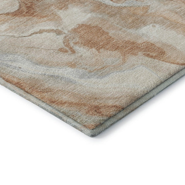 HomeRoots 10' Salmon Gray & Ivory Abstract Washable Area Rug - UV Protected, Durable, Stylish for Any Space 697812