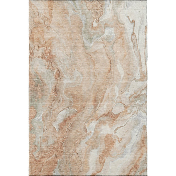 HomeRoots 10' Salmon Gray & Ivory Abstract Washable Area Rug - UV Protected, Durable, Stylish for Any Space 697812