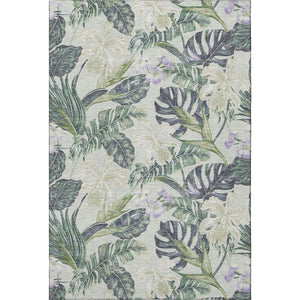 HomeRoots 5' X 8' Floral Area Rug in Artichoke Green, Lavender & Ivory - Washable, UV Protected & Stain Resistant! 697814