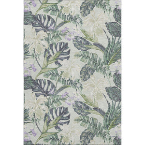 HomeRoots 10' X 14' Artichoke Green Floral Area Rug - Washable, UV Protected, Stain Resistant, Durable Design 697818