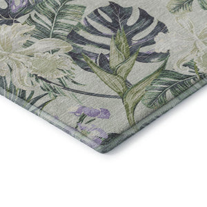 HomeRoots 10' X 14' Artichoke Green Floral Area Rug - Washable, UV Protected, Stain Resistant, Durable Design 697818