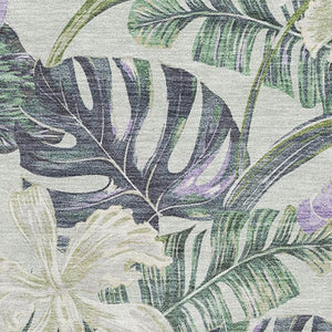 HomeRoots 10' X 14' Artichoke Green Floral Area Rug - Washable, UV Protected, Stain Resistant, Durable Design 697818