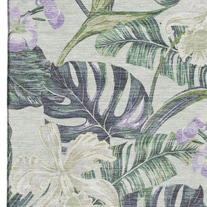 HomeRoots 10' X 14' Artichoke Green Floral Area Rug - Washable, UV Protected, Stain Resistant, Durable Design 697818