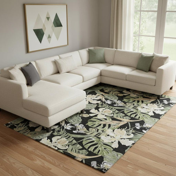 HomeRoots 8' X 10' Washable Floral Area Rug with UV Protection – Durable, Stylish, and Perfect for Busy Homes! 697822
