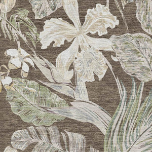 HomeRoots 5' X 8' Floral Area Rug in Brown, Beige & Green - Washable, UV Protected, Perfect for Family Homes! 697826