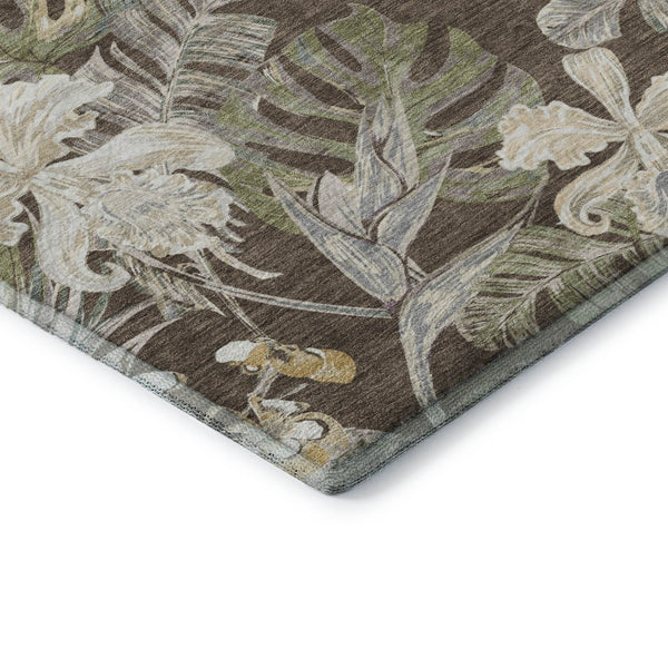 HomeRoots 9' X 12' Floral Washable Area Rug - Durable, Stain Resistant, UV Protected for Homes with Kids & Pets 697829