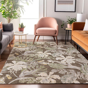 HomeRoots 9' X 12' Floral Washable Area Rug - Durable, Stain Resistant, UV Protected for Homes with Kids & Pets 697829