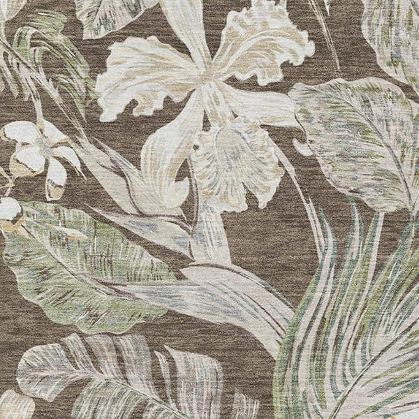HomeRoots 9' X 12' Floral Washable Area Rug - Durable, Stain Resistant, UV Protected for Homes with Kids & Pets 697829