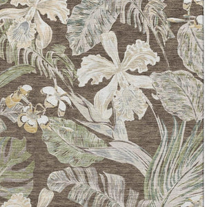 HomeRoots 9' X 12' Floral Washable Area Rug - Durable, Stain Resistant, UV Protected for Homes with Kids & Pets 697829