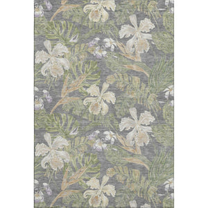 HomeRoots 9' X 12' Floral Area Rug in Gray Green Beige – Washable, UV Protected, Durable & Stylish Design! 697835