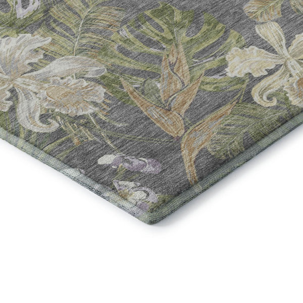 HomeRoots 9' X 12' Floral Area Rug in Gray Green Beige – Washable, UV Protected, Durable & Stylish Design! 697835