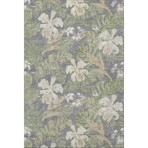 HomeRoots 10' Floral Area Rug in Gray Green & Beige – Washable, UV Protected, Perfect for Family Spaces & Pets 697836