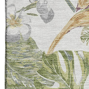 HomeRoots 8' X 10' Washable Floral Area Rug in Ivory, Green & Beige - Durable, UV Protected for Indoor/Outdoor Use 697840