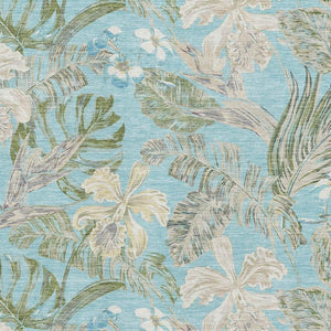 HomeRoots 9' X 12' Teal Green Floral Washable Area Rug – UV Protected, Stain-Resistant, Perfect for Any Room! 697847