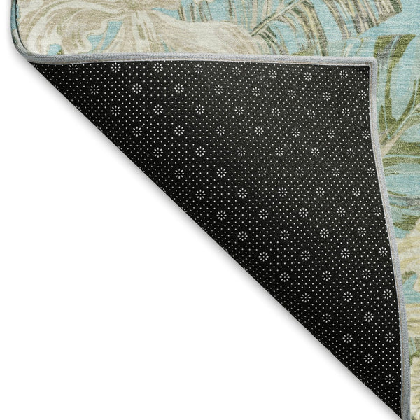 HomeRoots 10' X 14' Teal Green and Ivory Floral Area Rug - Washable, UV-Protected, Stain-Resistant Elegance! 697848