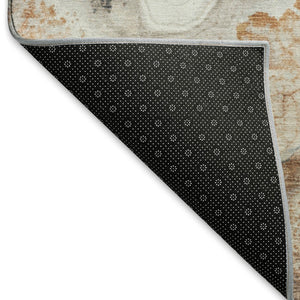 HomeRoots 8' X 10' Stylish Silver Gray & Copper Abstract Washable Area Rug with UV Protection & Non-Slip Backing 697864