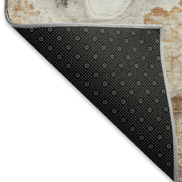 HomeRoots 8' X 10' Stylish Silver Gray & Copper Abstract Washable Area Rug with UV Protection & Non-Slip Backing 697864