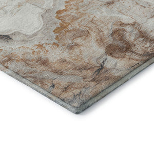 HomeRoots 8' X 10' Stylish Silver Gray & Copper Abstract Washable Area Rug with UV Protection & Non-Slip Backing 697864
