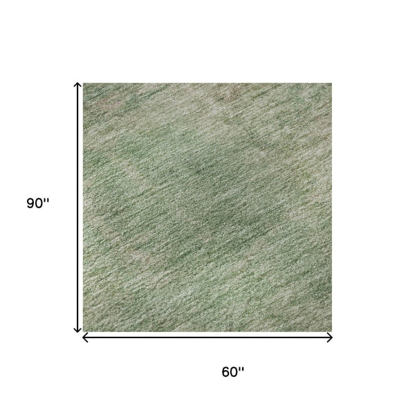 HomeRoots 5' X 8' Artichoke Green & Eggplant Washable Area Rug - Durable, Stylish, UV-Protected & Pet-Friendly 697874